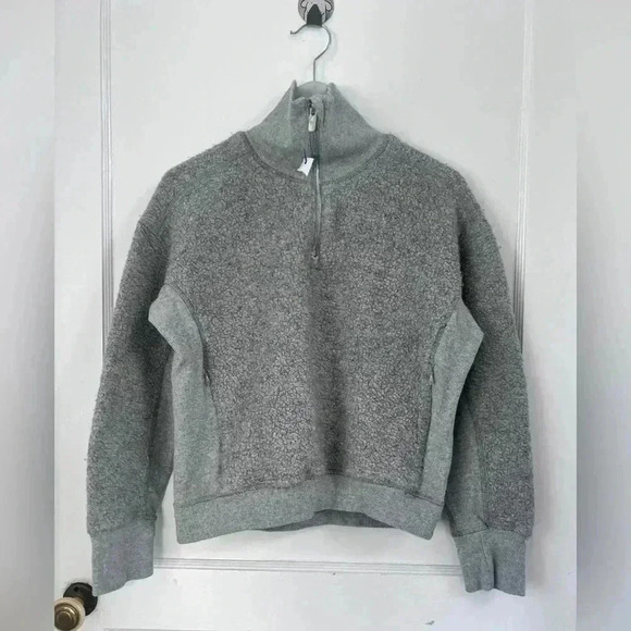 Lululemon stand out Sherpa half zip grey sweater Size 4 - Picture 7 of 7